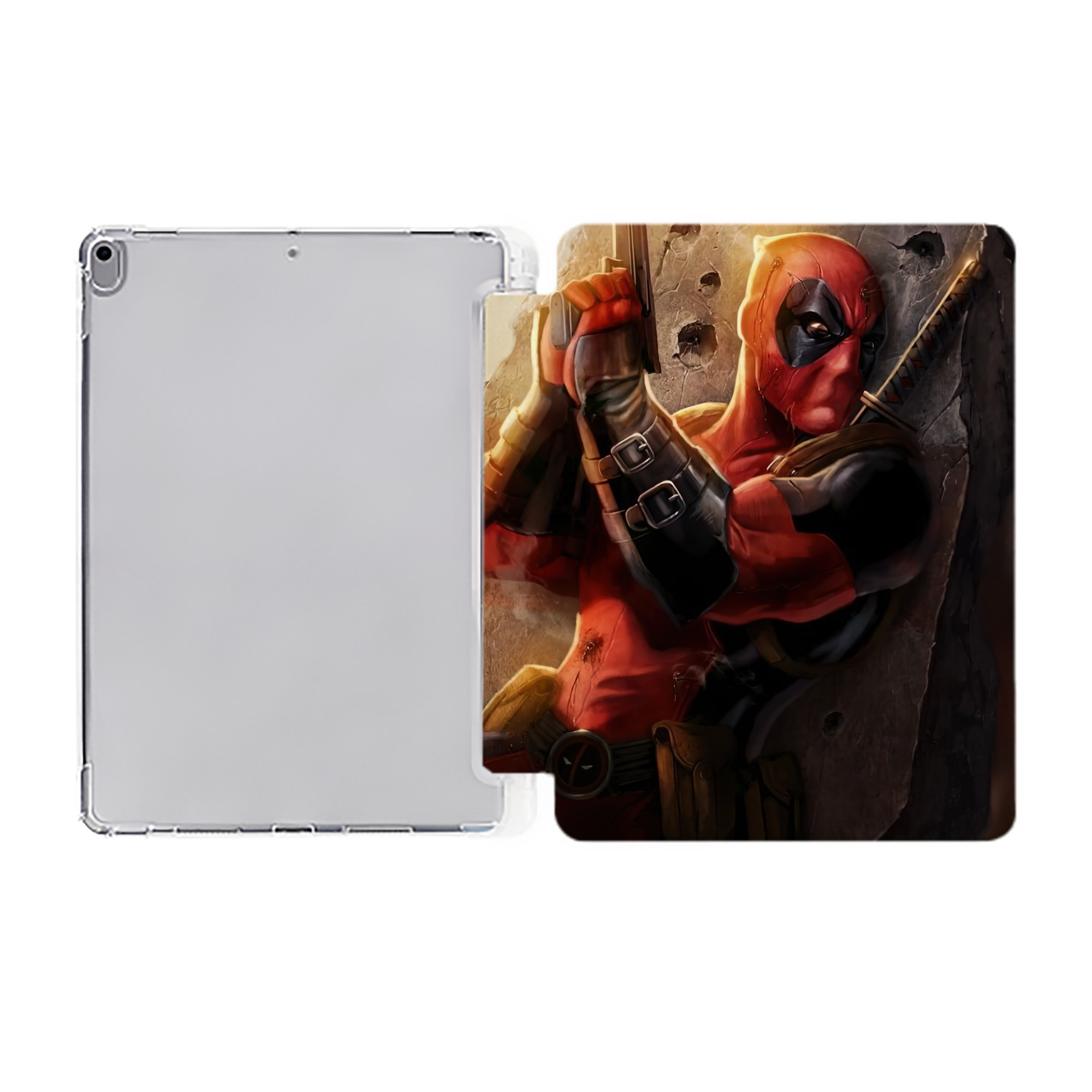 （画像用） Deadpool デッドプール IPad ケース ペン収納付き 三つ折りスタンド PUレザー×シリコン 対応機種9.5/10.5/10.9インチ